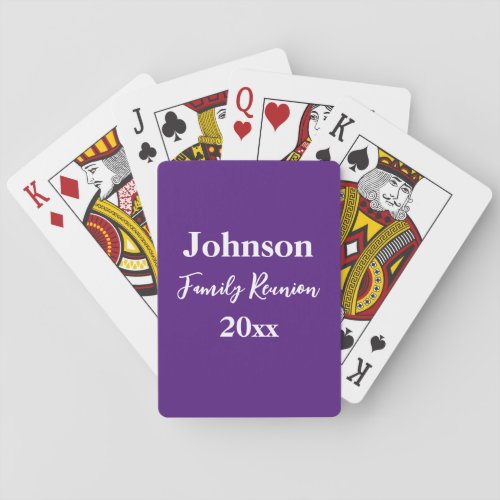 Family Reunion Purple and White Name Year Template Poker Cards