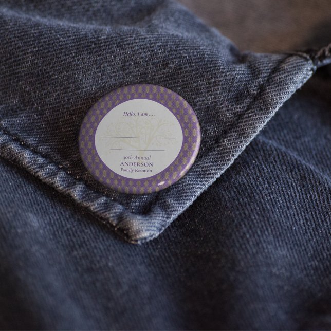 Family Reunion Purple Gold Elegant Hello Button (Creator Uploaded)