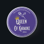 Family Reunion Queen of Karaoke Singing Button<br><div class="desc">This is a fun button for the Queen of Karaoke who performs an outstanding vocal performance at your Family Reunion event. Includes a gold colored crown icon for her royal highness. Fun prize for your Karaoke contest and to hand out a a Family Reunion awards ceremony.</div>