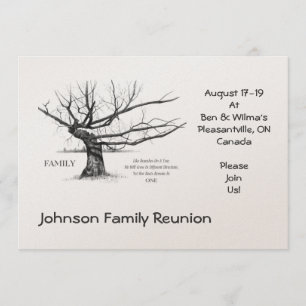 Family Reunion: Quote on Family: Drawing of Tree Invitation