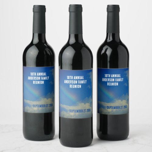 Family Reunion Rainbow Colorful Summer Picinic Wine Label