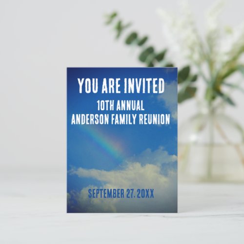 Family Reunion Rainbow Colorful You Are Invited Postcard