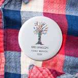 Family Reunion Rainbow Family Button<br><div class="desc">Give these stylish Family Reunion buttons as keepsakes at your family party. They feature a family tree in the colors of the rainbow. Customize them it with your family name and the year. This unique design is a print of my Family Tree mosaic which was made from tiny pieces of...</div>