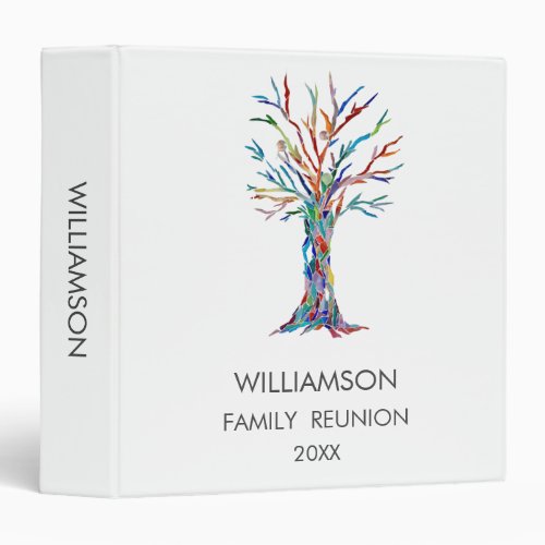 Family Reunion Rainbow Family Tree 3 Ring Binder