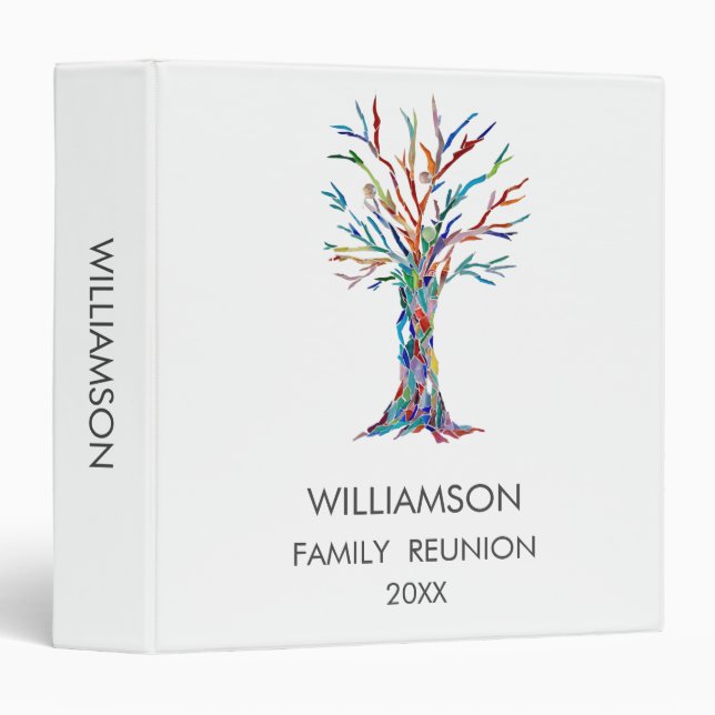 Family Reunion Rainbow Family Tree 3 Ring Binder (Front/Spine)