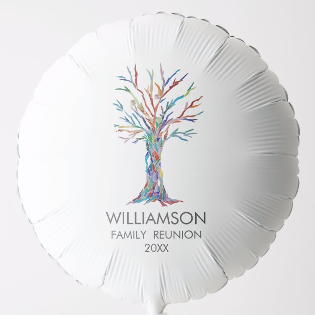 Family Reunion Rainbow Family Tree Balloon (Front)
