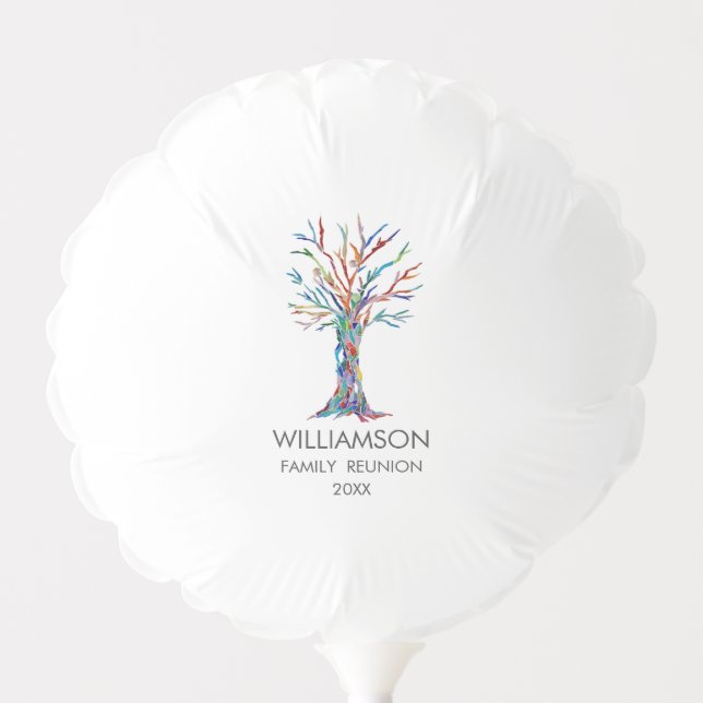 Family Reunion Rainbow Family Tree Balloon (Front)