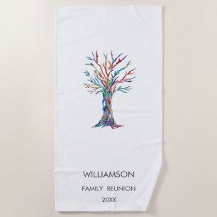 Family Reunion Rainbow Family Tree Beach Towel