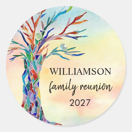 Family Reunion Rainbow Family Tree  Classic Round  Classic Round Sticker