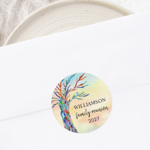 Family Reunion Rainbow Family Tree  Classic Round  Sticker