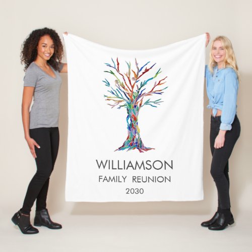 Family Reunion Rainbow Family Tree Fleece Blanket