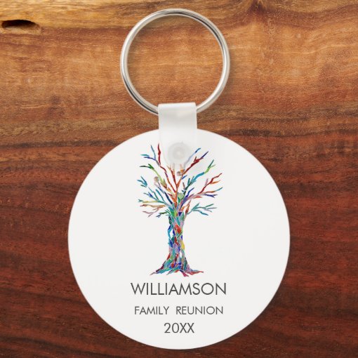 Family Reunion Rainbow Family Tree Keychain | Zazzle