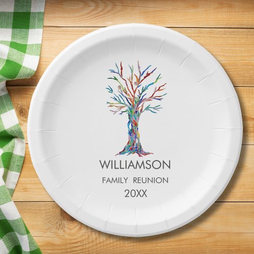 Family Reunion Rainbow Family Tree Paper Plates