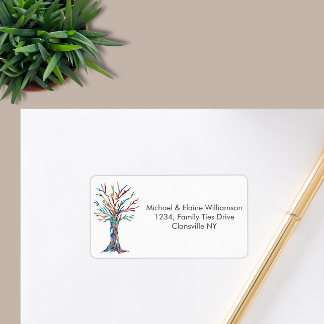 Family Reunion Rainbow Family Tree return address Label (Creator Uploaded)