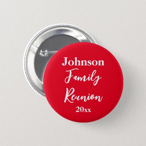 Family Reunion Red and White Name Year Template Button