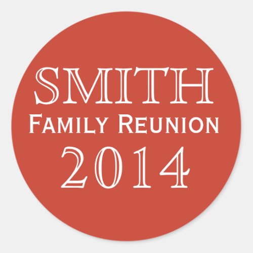 Family Reunion Red Background Classic Round Sticker