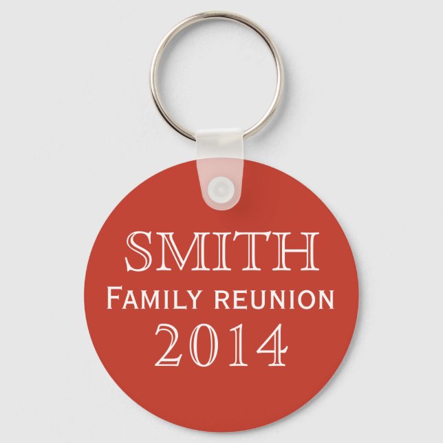 Family Reunion Red Background Keychain (Front)