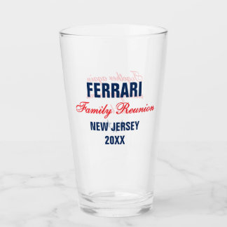 Family Reunion Red Navy Blue Personalized Glass