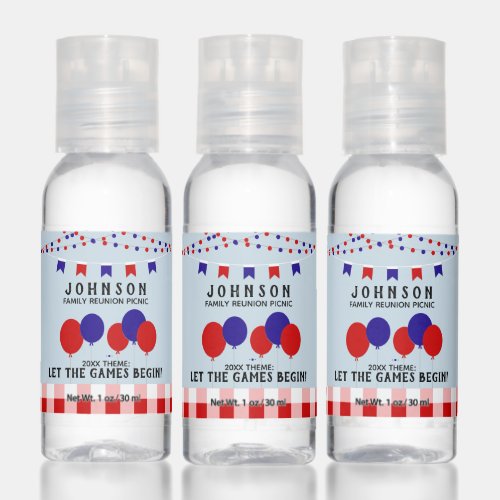 Family Reunion Red White and Blue Picnic Mini Hand Sanitizer