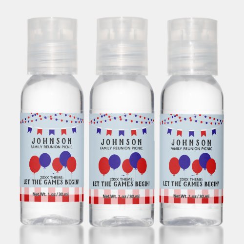 Family Reunion Red White and Blue Picnic Mini Hand Sanitizer