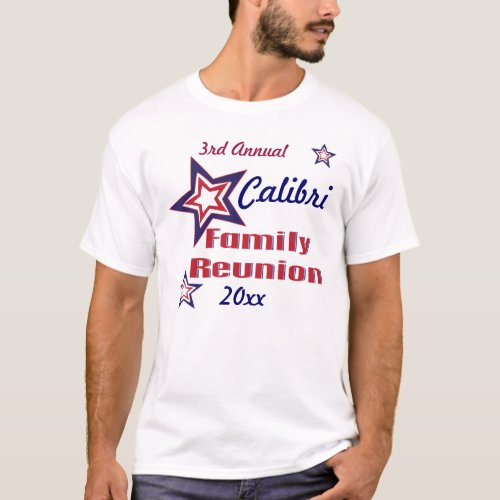 Family reunion red white and blue star design T_Shirt