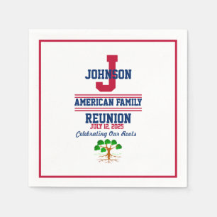 Family Reunion Red White Blue Any Family Name Napkins