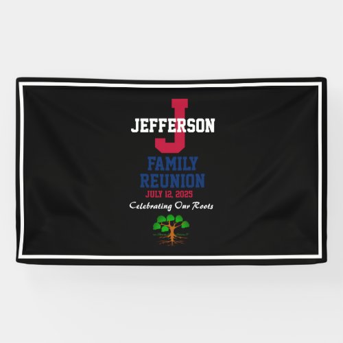 Family Reunion Red White Blue for Any Name Banner