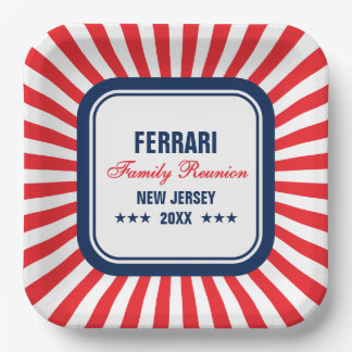 Family Reunion Red White Blue Personalized Paper Plates