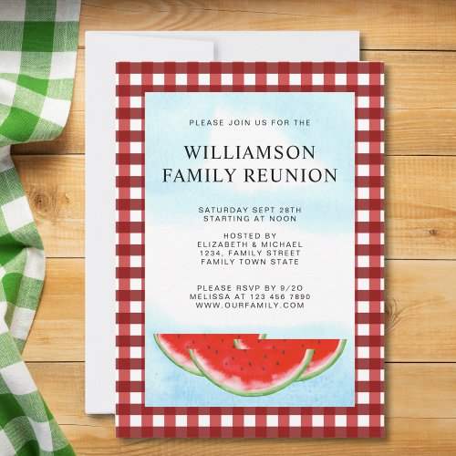 Family Reunion Red White Buffalo Check  Invitation