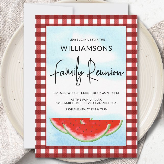 Family Reunion Red White Buffalo Check  Invitation (Creator Uploaded)