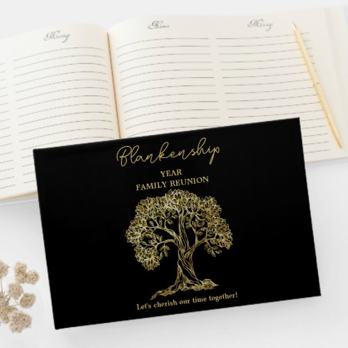Family Reunion Registry Gold Artwork Tree Guest Book