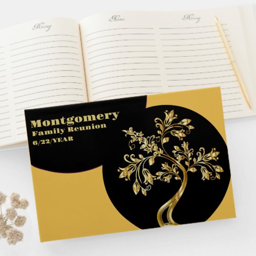 Family Reunion Registry Gold Tree Artwork Custom Guest Book