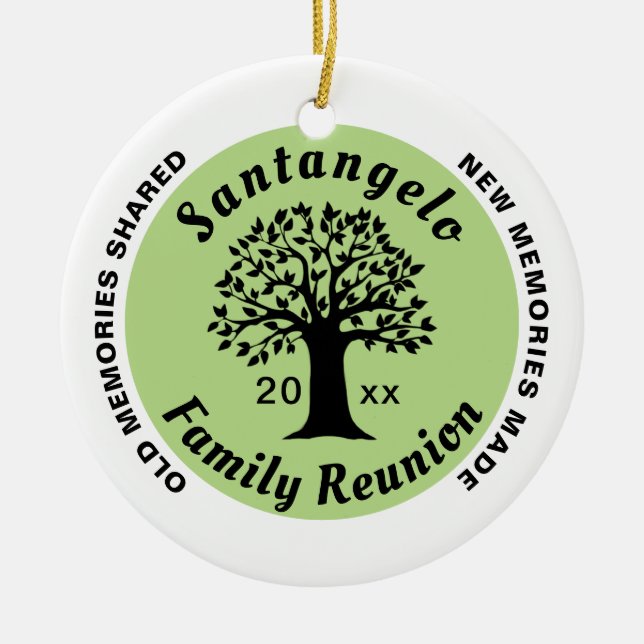 Family Reunion Round Christmas Souvenir Gift Ceramic Ornament (Front)