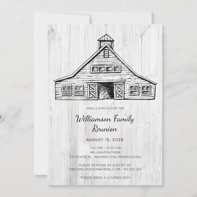 Family Reunion Rustic Country Barn  Invitation (Front)