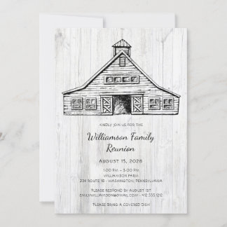 Family Reunion Rustic Country Barn Invitation