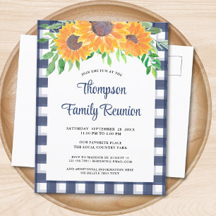 Family Reunion Rustic Floral Invitation Postcard