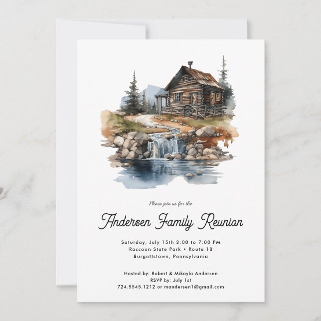 Family Reunion Rustic Forest Cabin Invitation  (Front)
