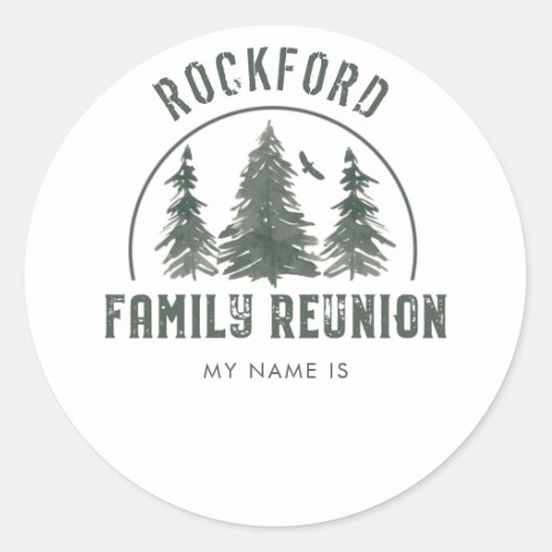 Family Reunion Rustic Forest MY NAME IS Classic Round Sticker