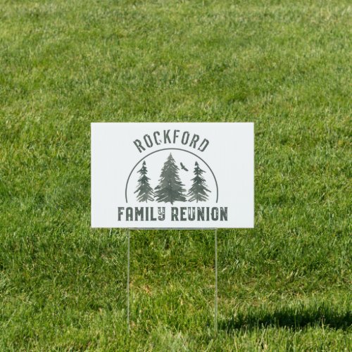 Family Reunion Rustic Forest Vintage Name Sign