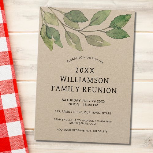 Family Reunion Rustic Invitation
