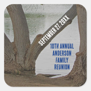 Family Reunion Rustic Lakehouse Annual Vacation Square Sticker