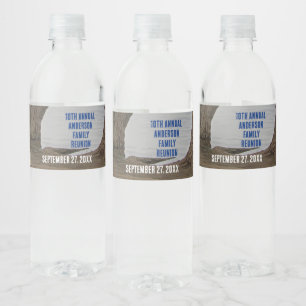 Family Reunion Rustic Lakehouse Annual Vacation Water Bottle Label