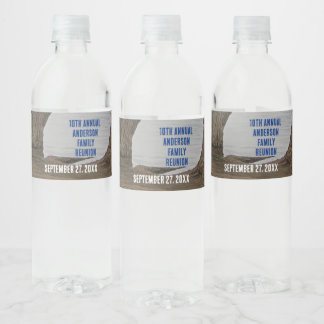 Family Reunion Rustic Lakehouse Annual Vacation Water Bottle Label