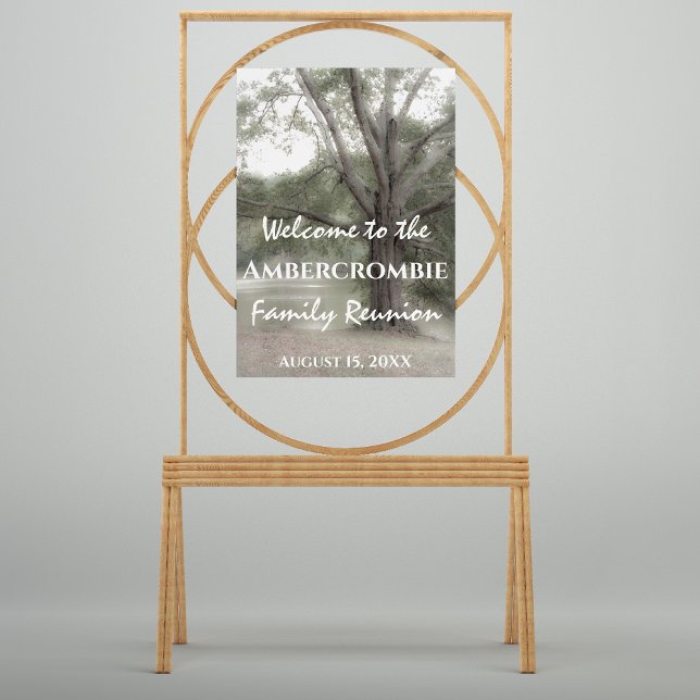 Family Reunion Rustic Oak Tree Foam Board (Foam Core Board with Rustic Oak Tree Announcing Family Reunion.)