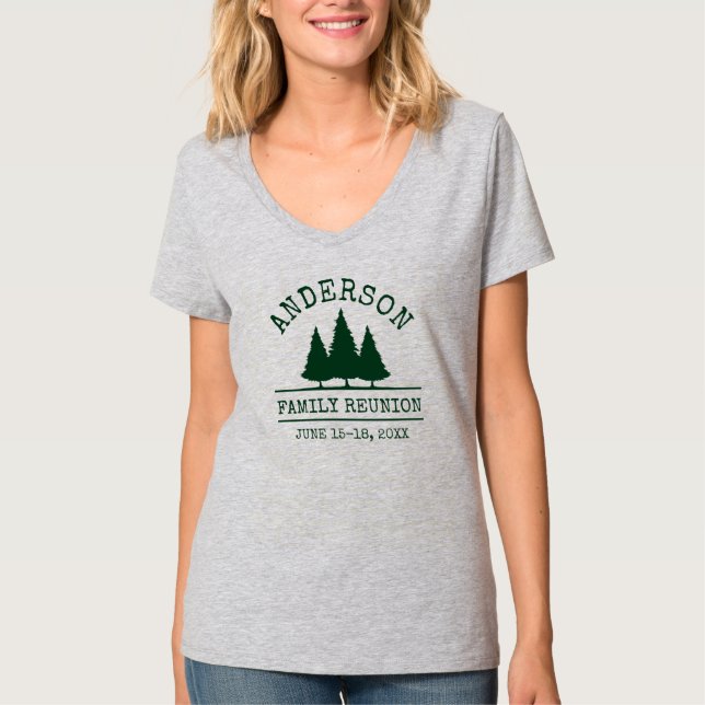 Family Reunion Rustic Pine Trees Gray Women's T-Shirt (Front)
