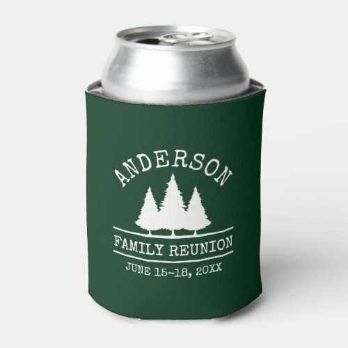 Family Reunion Rustic Pine Trees Green Can Cooler