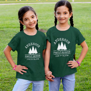 Family Reunion Rustic Pine Trees Green Kid's T-Shirt