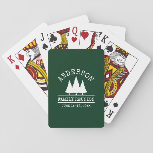 Family Reunion Rustic Pine Trees Green Playing Cards