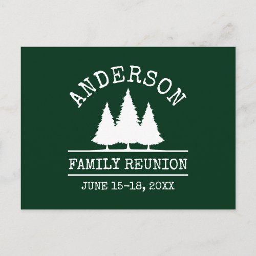 Family Reunion Rustic Pine Trees Green Postcard