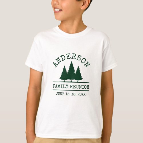 Family Reunion Rustic Pine Trees Kids T_Shirt